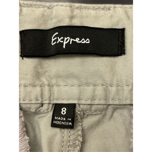 Express paperbag tie waist ankle chino size 8 gray - Picture 3 of 9